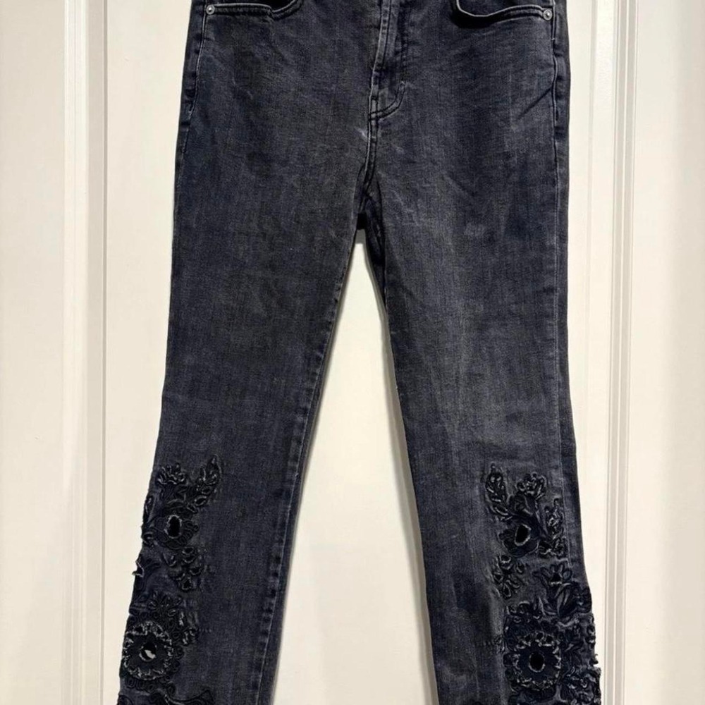 Free People Black Women's Jeans With Embroidery Size 28